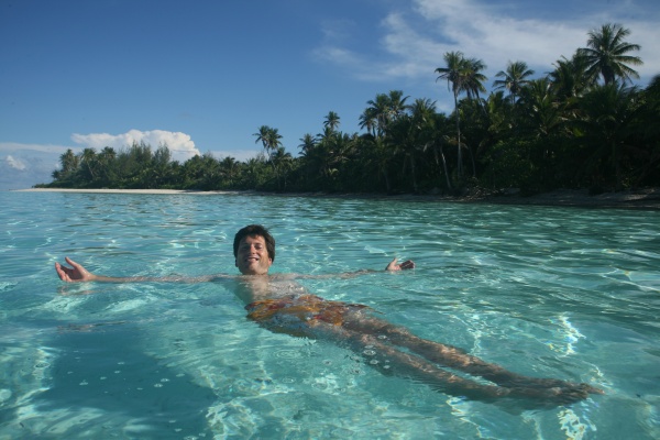 Floating in turquoise sea